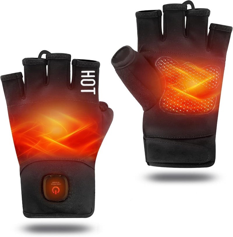 uncn Heated Gloves Fingerless for Women Man with 3.7V 3000mAh Battery Cordless Work Touchscreen Gloves for Winter Cold Weather Rechargeable Electric - Image 1